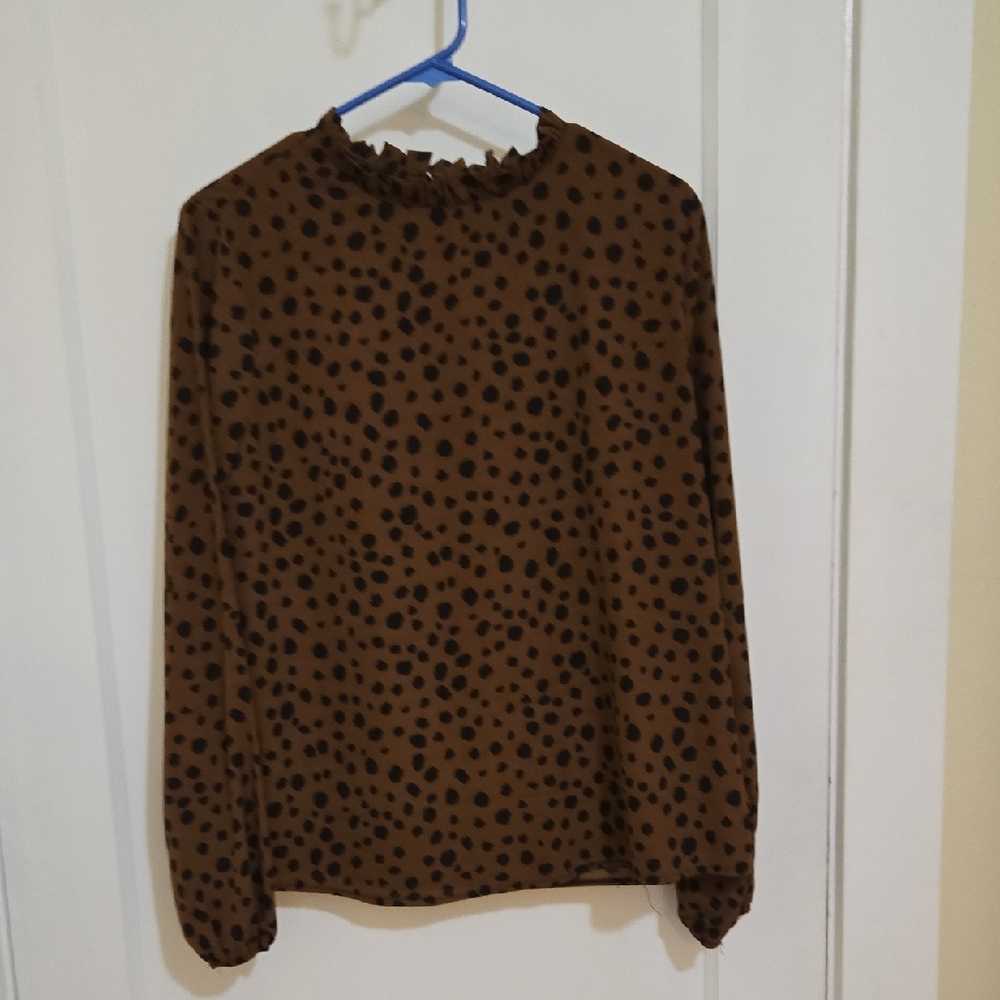 Brown Polka Dot Women's Top